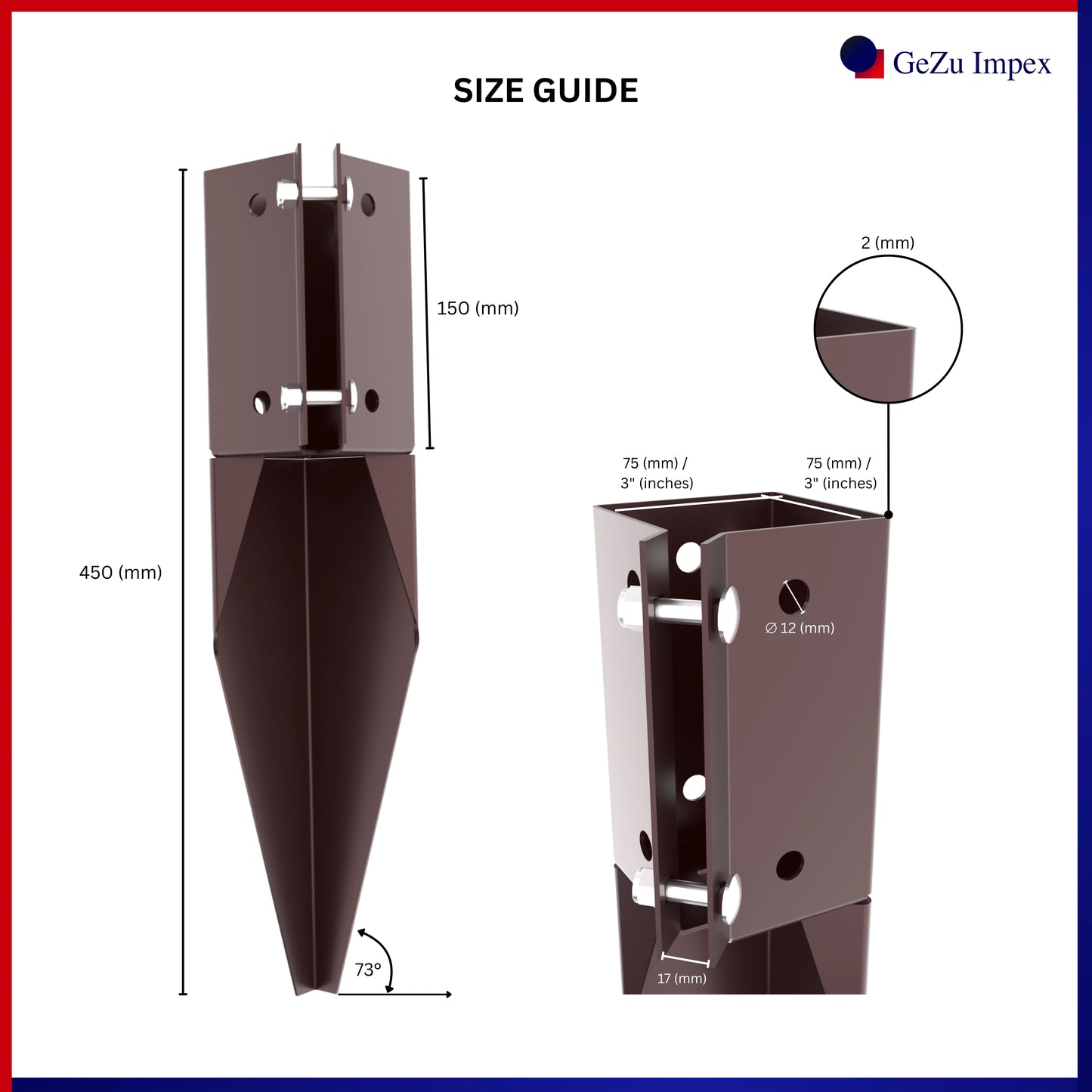 Swift Clamp Repair Spur 75x75mm Powder Coated