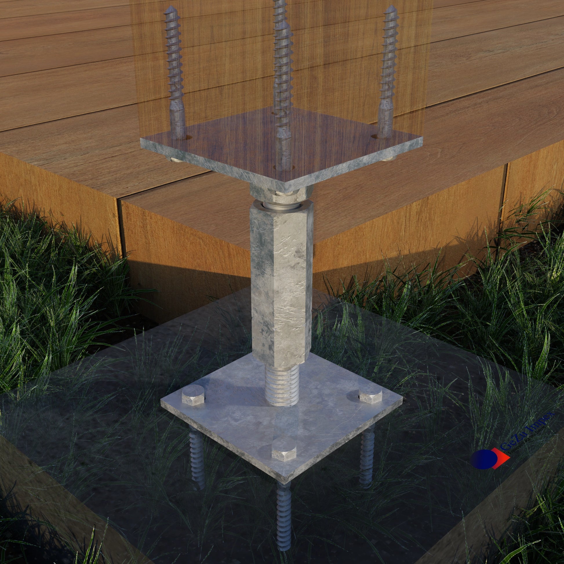 post support adjustable elevated base Bolt Down height adjust holder