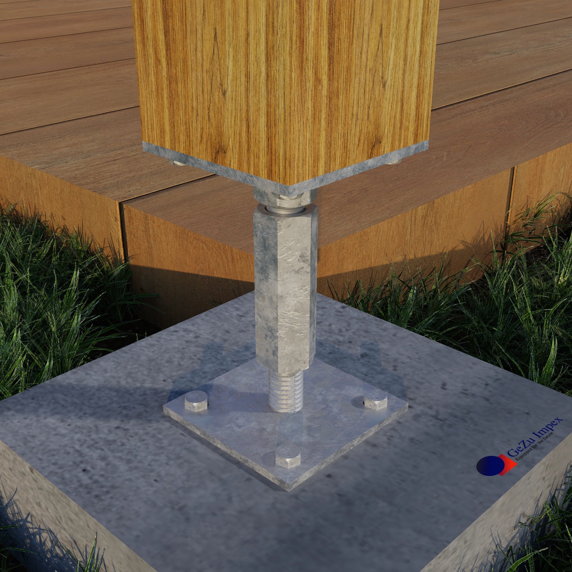 post support adjustable elevated base Bolt Down height adjust holder