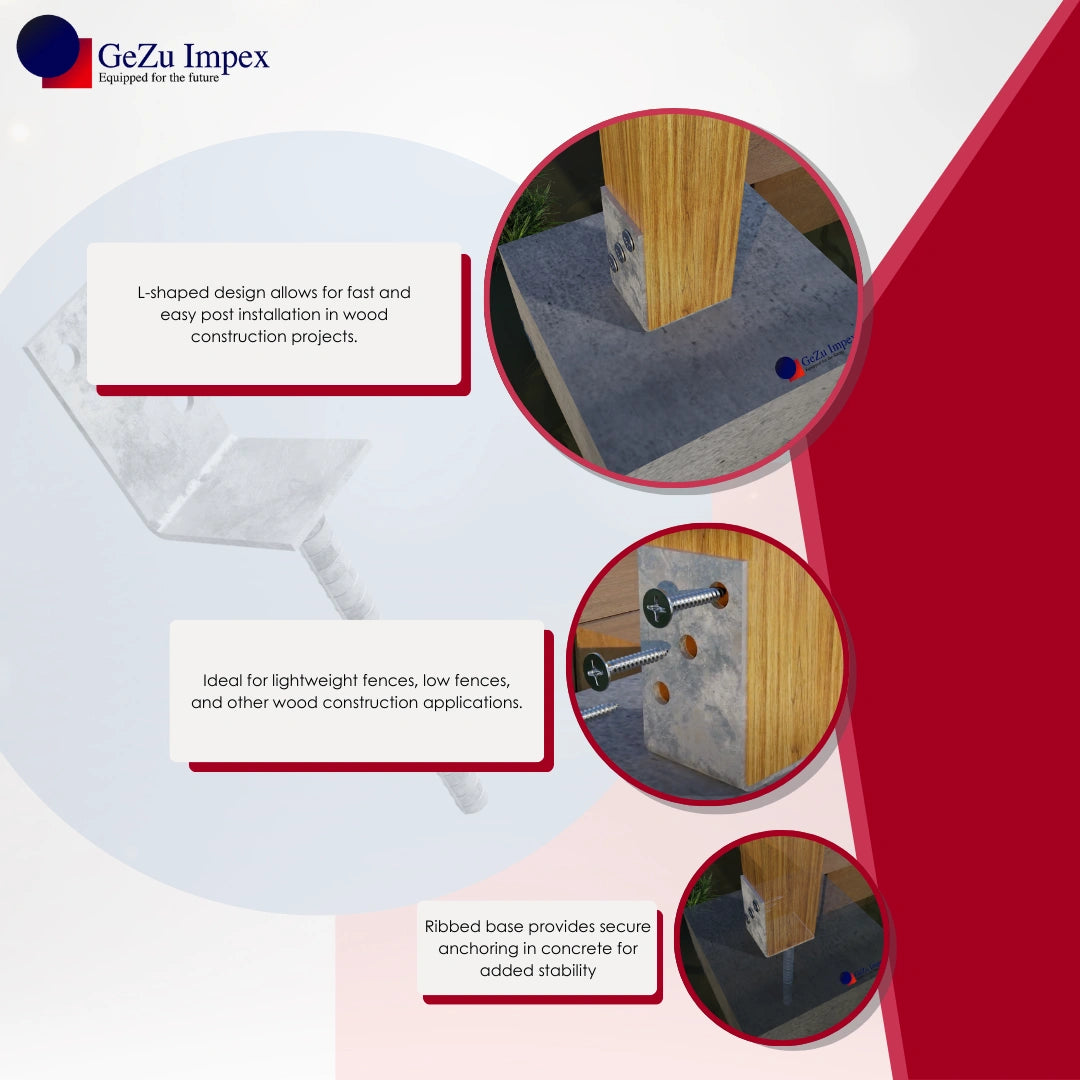 u shape fence post brackets support deck holder elevated base anchor shoe for screw on Mount Concrete In Type Foot Width Heavy Duty